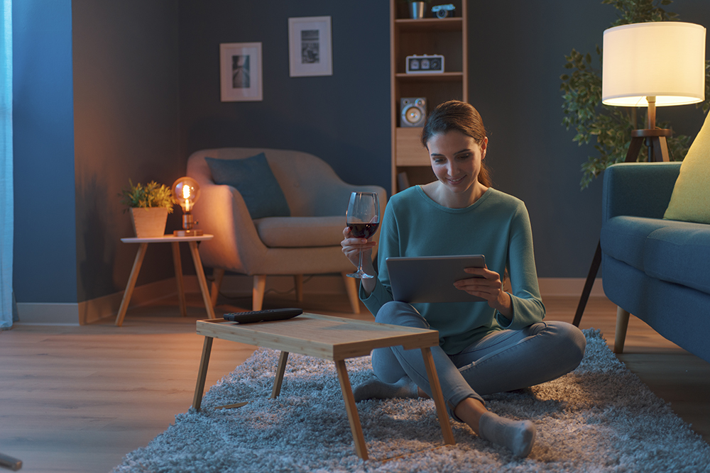 woman sipping evening wine